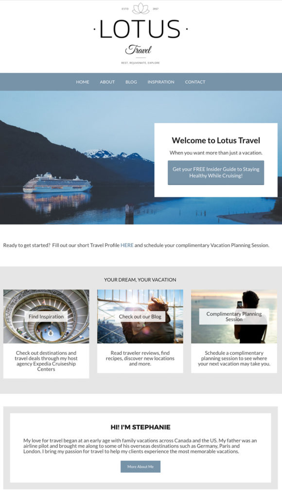 Lotus Travel website design by Vanessa Bucceri Creative