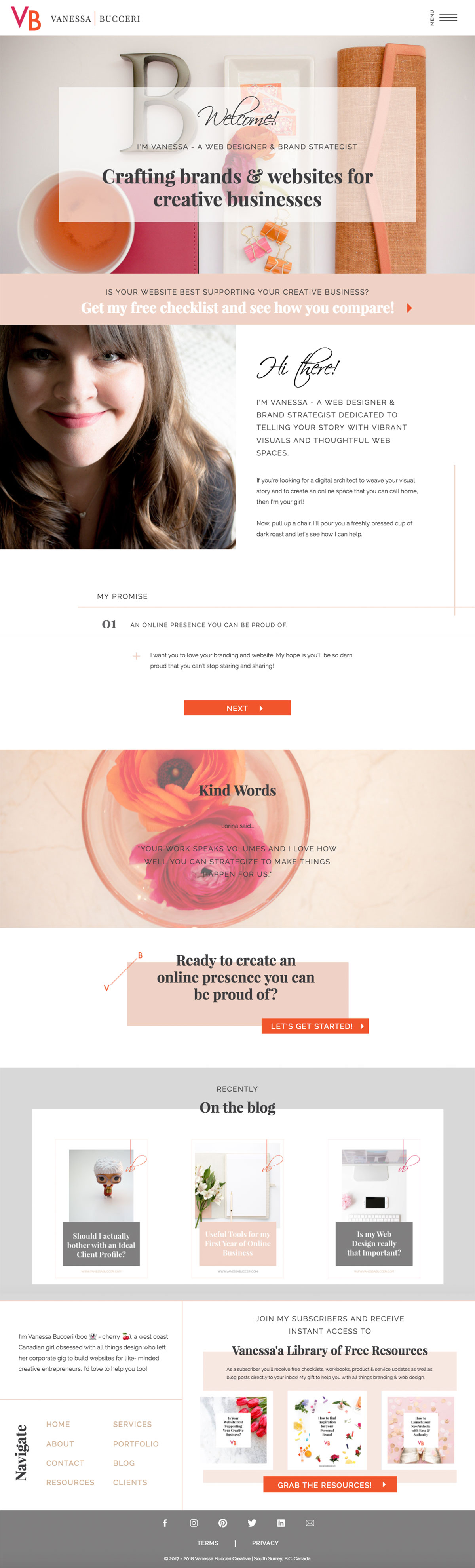 Final Website Design for Vanessa Bucceri Creative | Branding & Web Design Studio