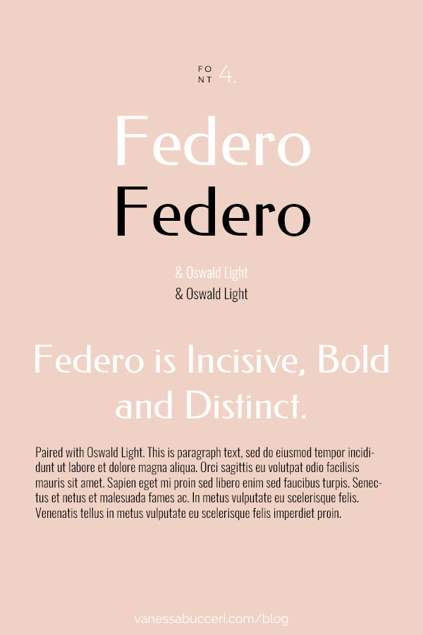 Google Font Combination Federo with Oswald Light