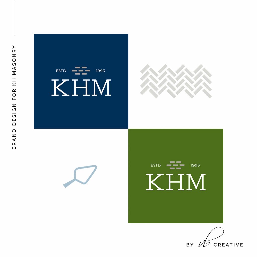 KHM lettermark with pattern and icon designs