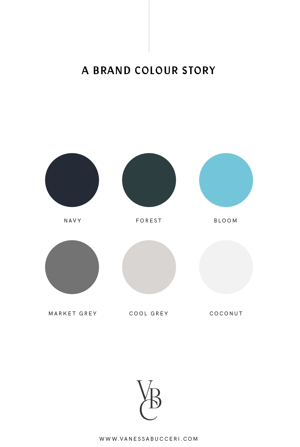 The colour palette for Kadie's brand identity