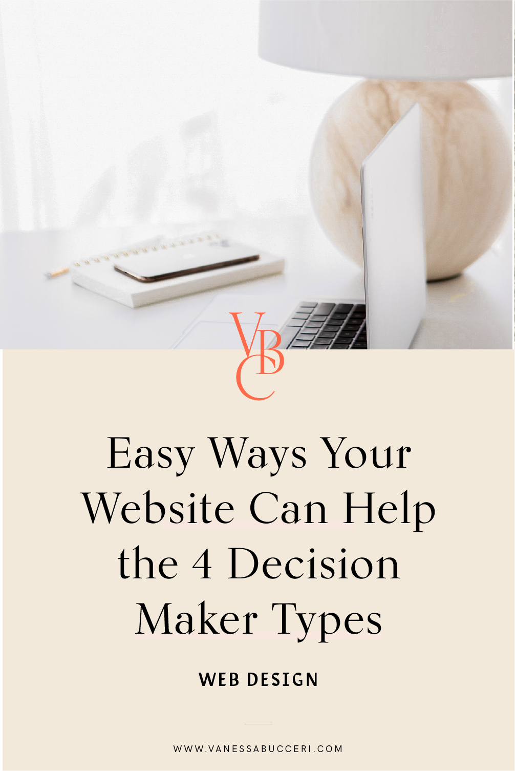 Easy Ways Your Website Can Help the 4 Decision Maker Types graphic with a styled desktop background