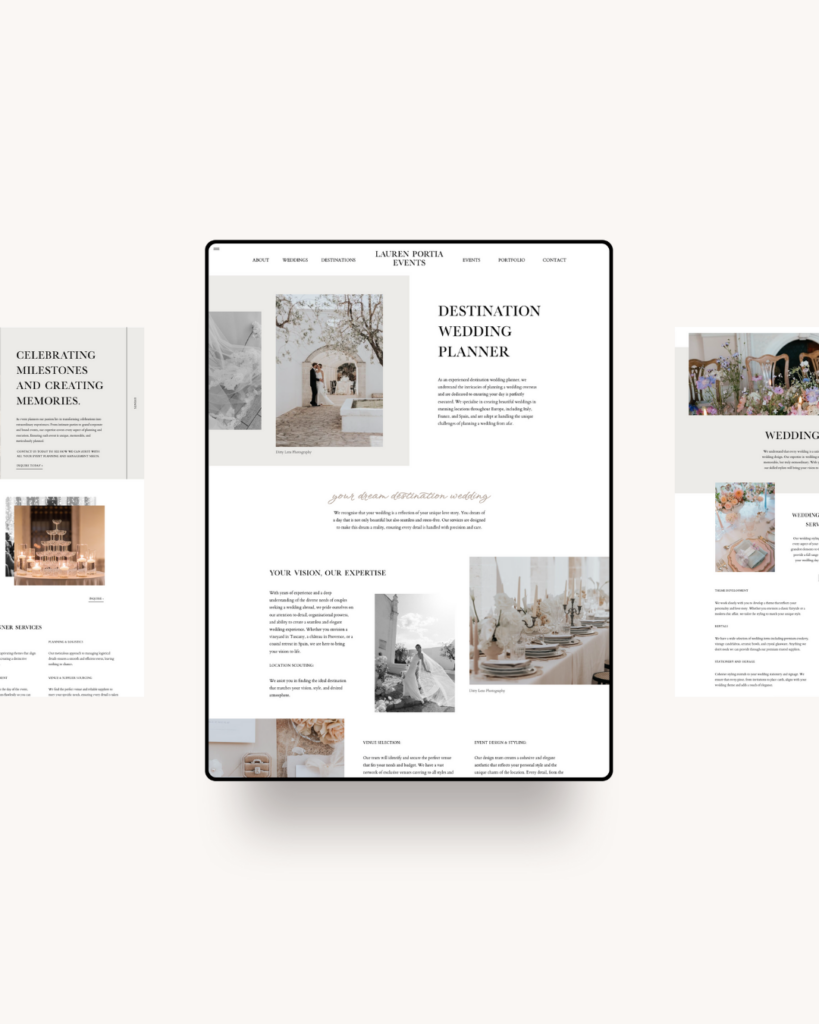 Carousel post slide 2 of 3 for the website launch of Lauren Portia Events showcasing her wedding planning services