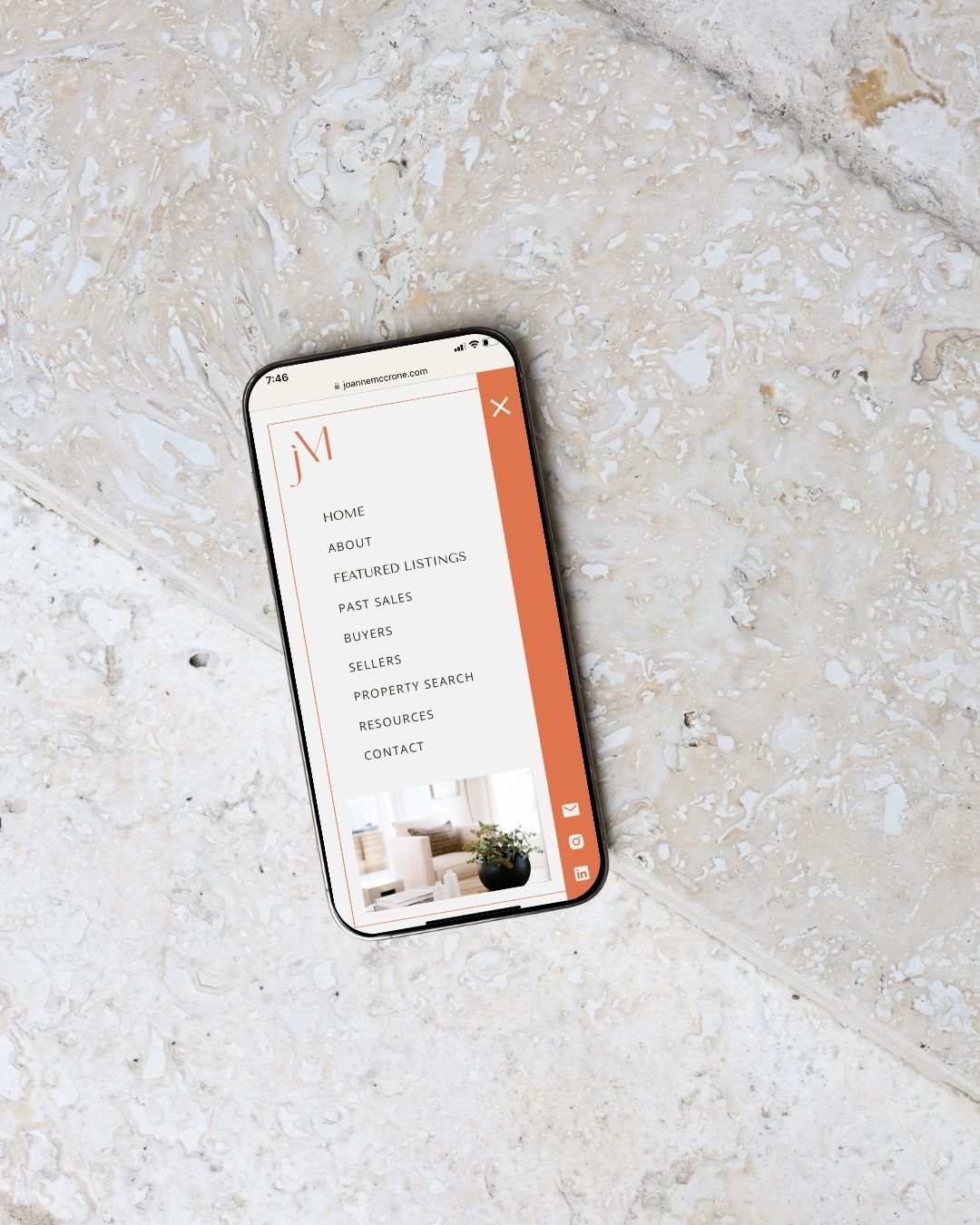 Mobile view of Port Moody real estate website for Showit platform